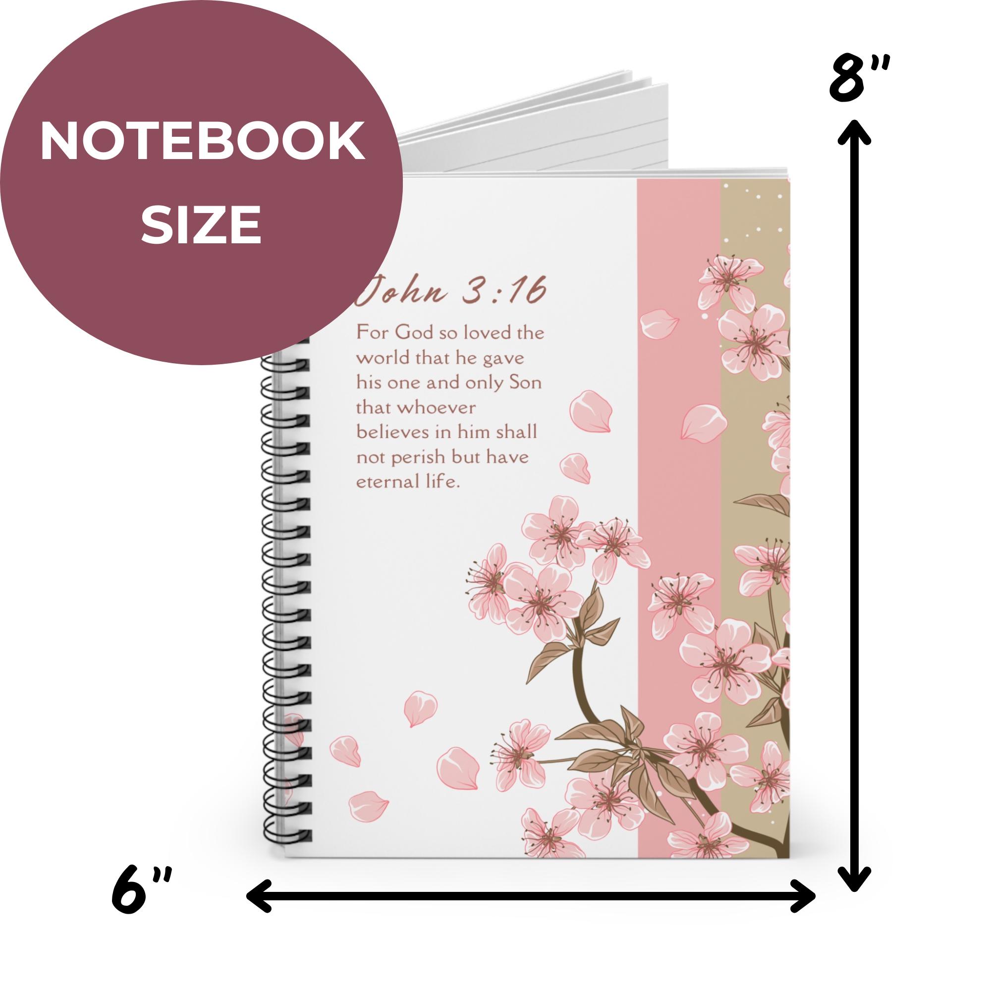 Personalized Bible Verse Notebook, Christian Floral Journal, Cherry ...