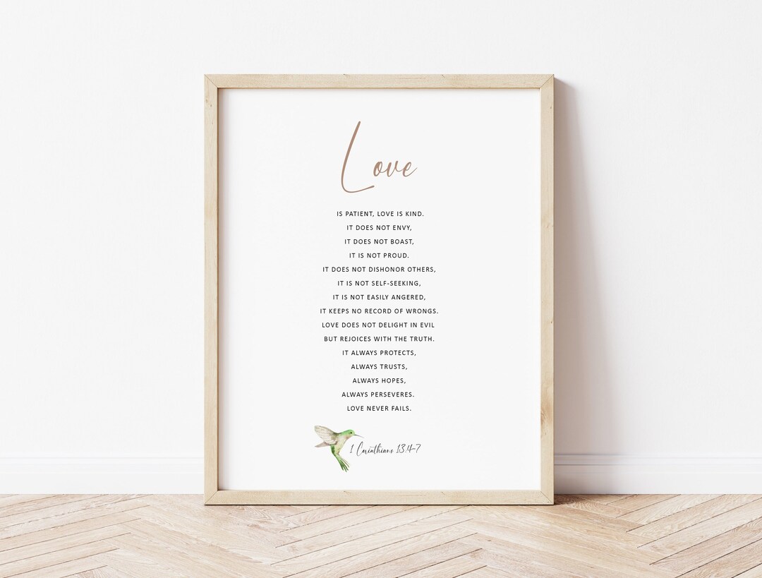 1 Corinthians 13:4-8, Bible Verse Printable Art, Christian Wall Art ...