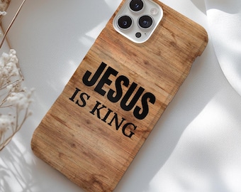 Jezus is koning Bijbelvers telefoonhoesje voor iPhone 17 16 15 14 13 12 11, telefoonhoesje voor christenen, gelovig christendom, religieus telefoonhoesje