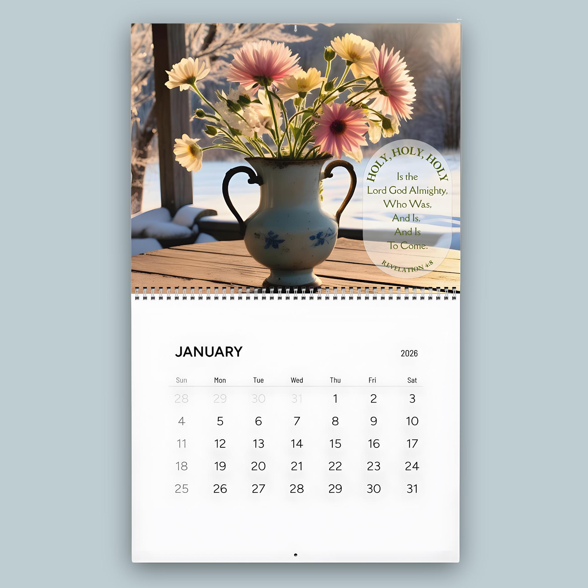 2026 Floral Bible Verse Wall Calendar – Christian Scripture Calendar ...