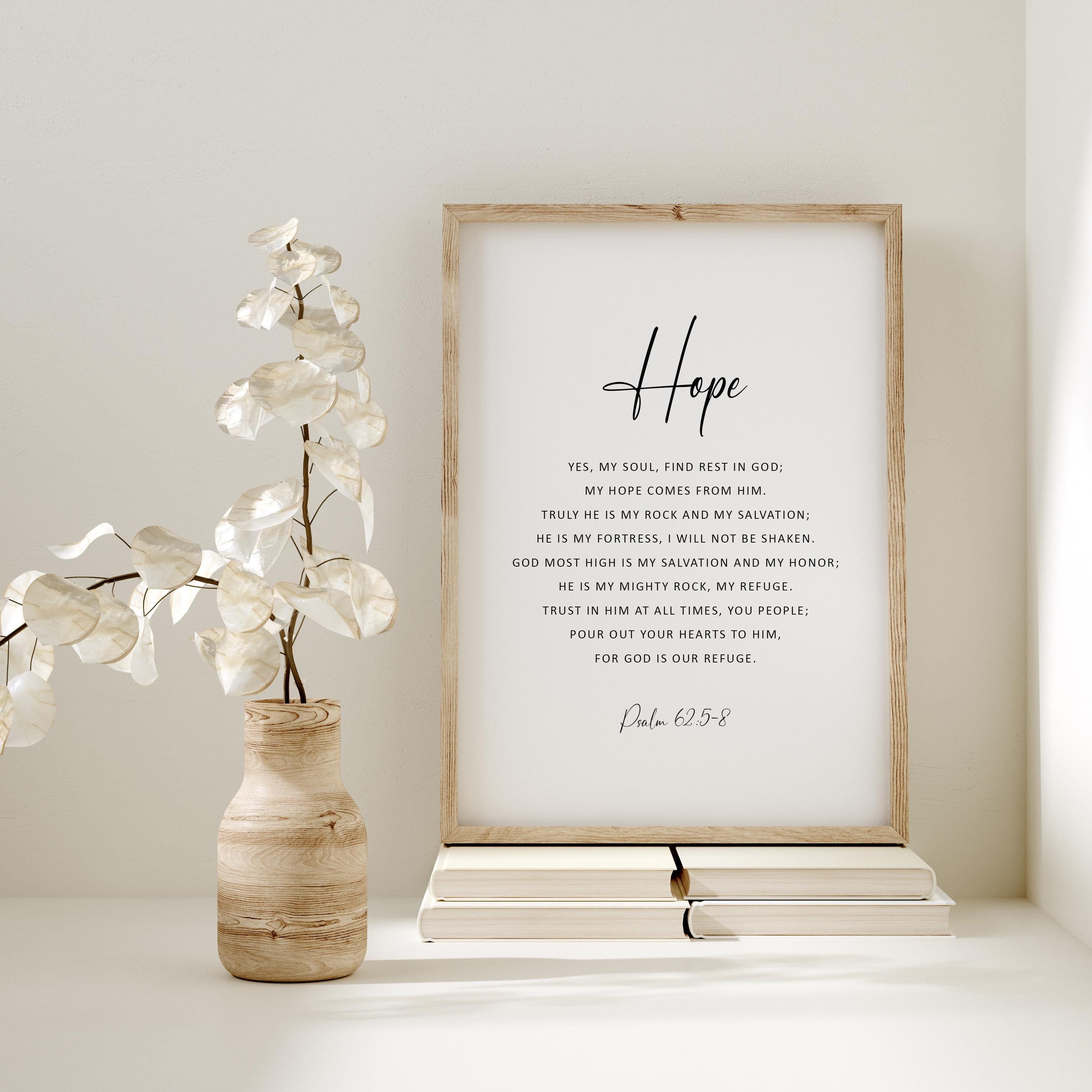 Psalm 62:5-8 - Hope, Bible Verse Art - Vertical, Christian Wall Art, Digital Download, Printable, Religious Gift for Christian