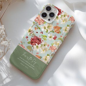 Personalized Bible Verse Phone Case For iPhone 16 15 14 13 12 11 8, Pro Plus Max, Add Your Favorite Bible Quote, Vintage Floral Pattern