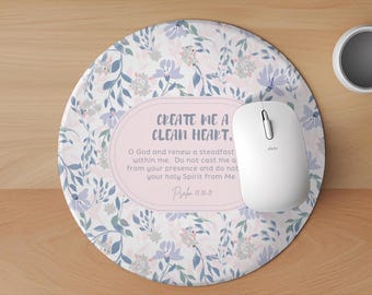 Custom Mousepad with Bible Verse, Floral Inspirational Mouse Pad Christian Gift Motivational Personalized Mousepad, Bible Study Gift