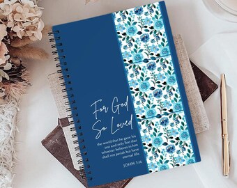 Cuaderno espiral personalizado con versículo bíblico personalizado. Añade tu versículo favorito. Regalo perfecto para mujeres cristianas. Regalo para estudio bíblico.