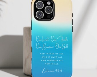 Funda personalizada con versículo bíblico para iPhone 17, 16, 15, 14, 13, 12, 11, 8 Plus, Max Mini. Añade tu cita bíblica favorita.