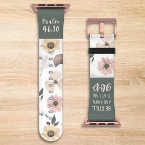 Benutzerdefinierte Apple-Uhrenarmband, christliche Apple-Uhrenarmband mit religiösem Bibel-Vers-Armband, kompatibel mit allen Apple-Uhrenserien, Sonnenblumen