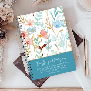 Personalized Spiral Notebook with Customized Bible Verse, Add Your Favorite Bible Verse, Bible Study Gift for Her Floral Notepad Easter Gift