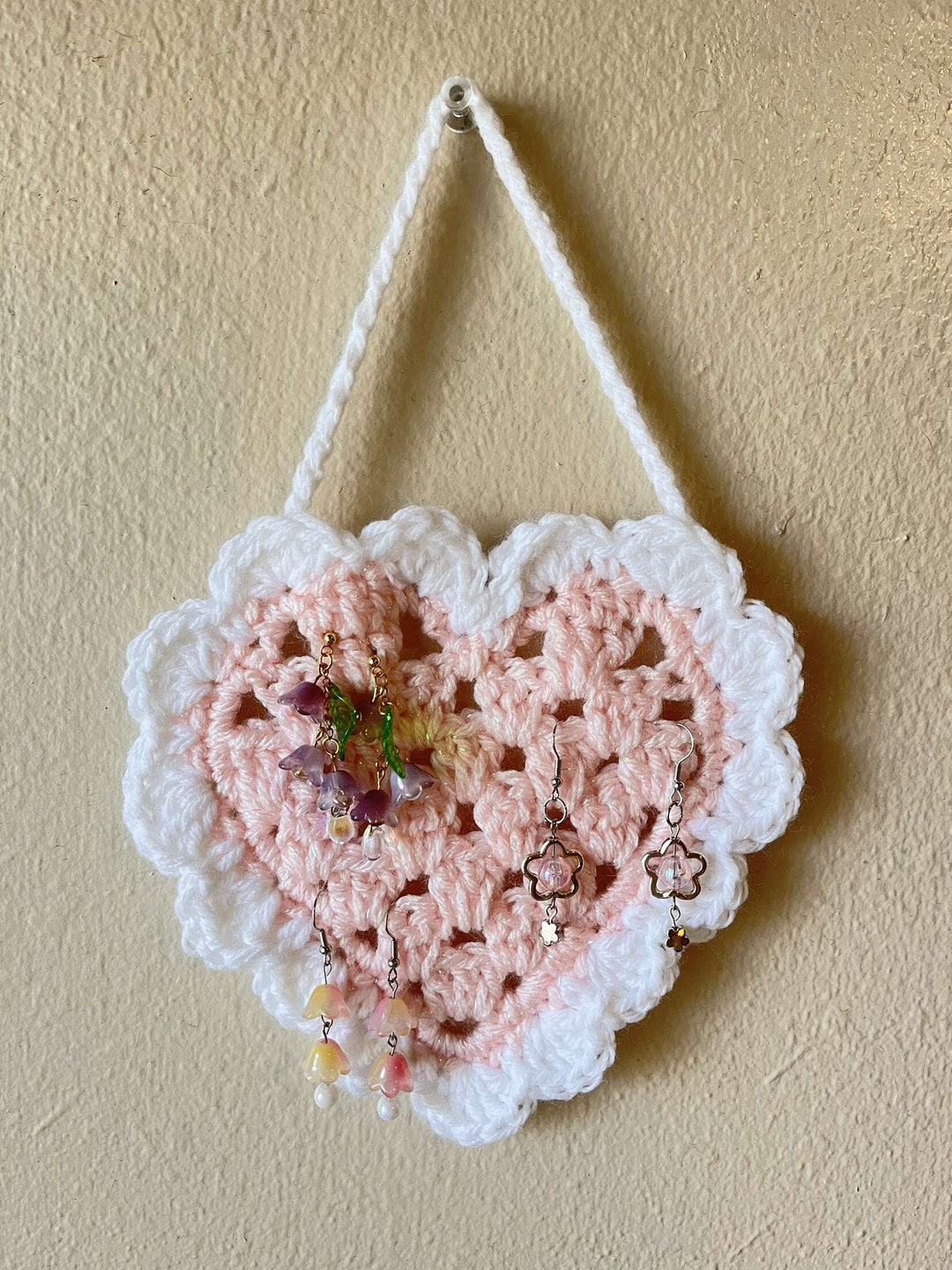 Crochet Heart Jewelry Hanger Organizer, Gifts for Her Etsy