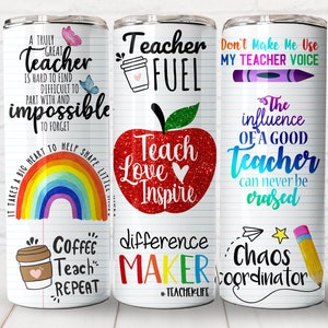 Teacher Tumbler Art Inspiring Educator Chaos Coordinator Teacher Appreciation Teacher Fuel for 20oz tumblers