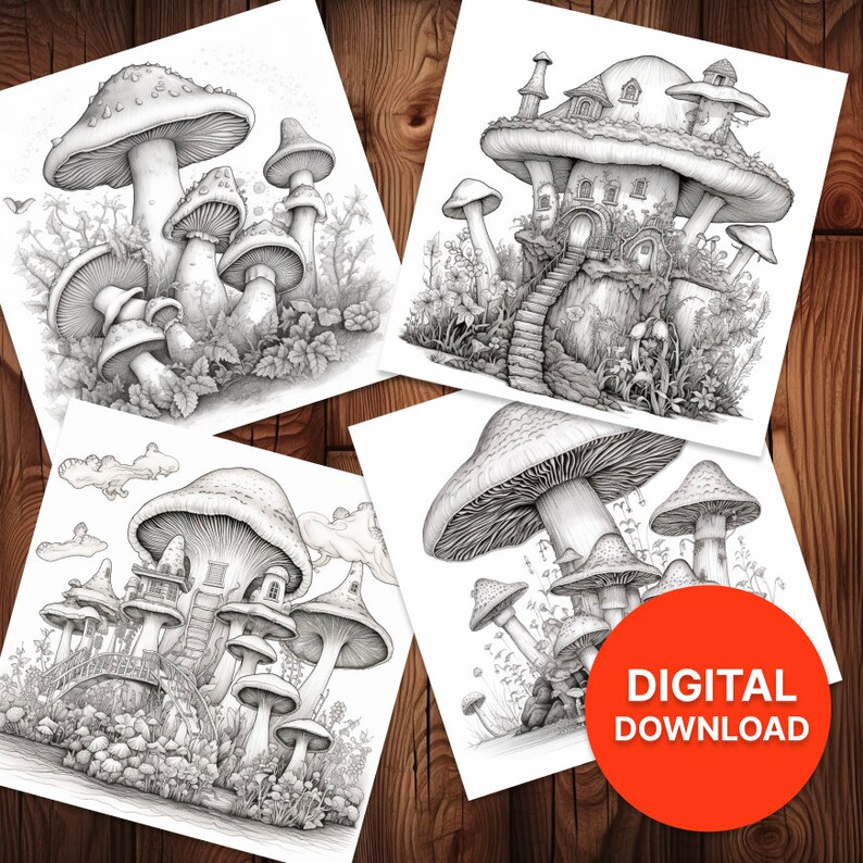 26 Printable Fantasy Mushroom Coloring Pages - Etsy