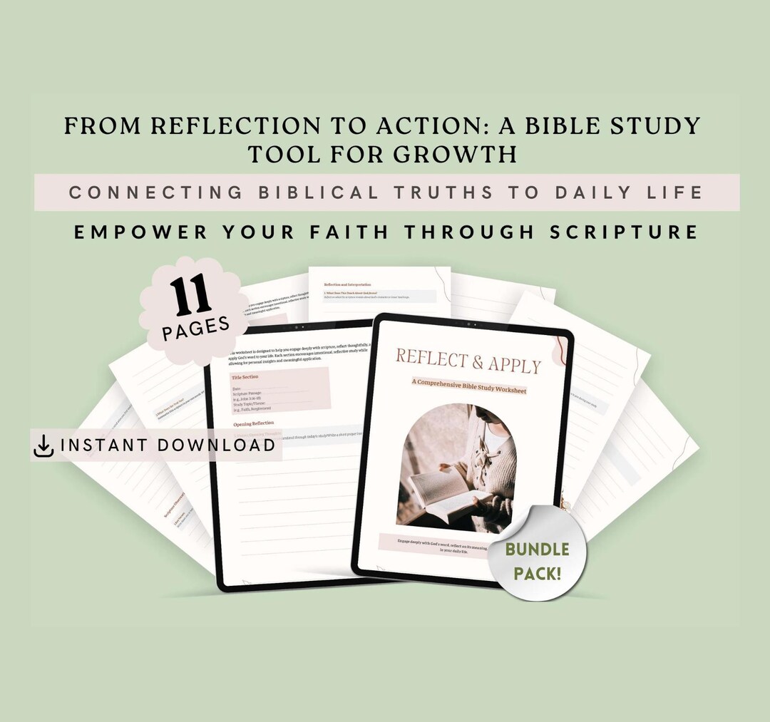 Bible Study Worksheet Printable | Christian Scripture Reflection ...