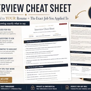 Personalized Interview Prep Cheat Sheet | Resume, Job Posting Review (PDF)