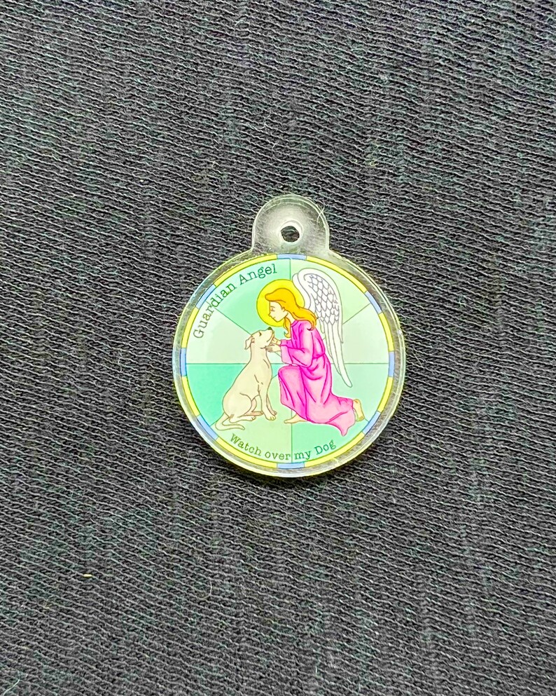 Guardian Angel Pet Medal Watch Over My Dog Religious Themed Dog Charm