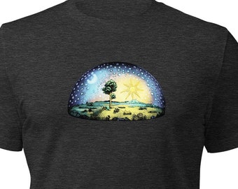 Flat Earth Firmament Above T-Shirt, Waters Above The Firmament, Firmament Of Genesis 19:1, Flat Earth Dave