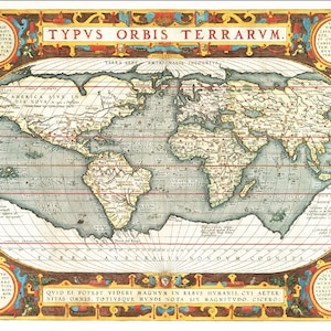 Abraham Ortelius, carte, haute résolution, Theatrum Terrarum, théâtre du monde 1570, carte ancienne, téléchargement numérique, Christoffel Plantin