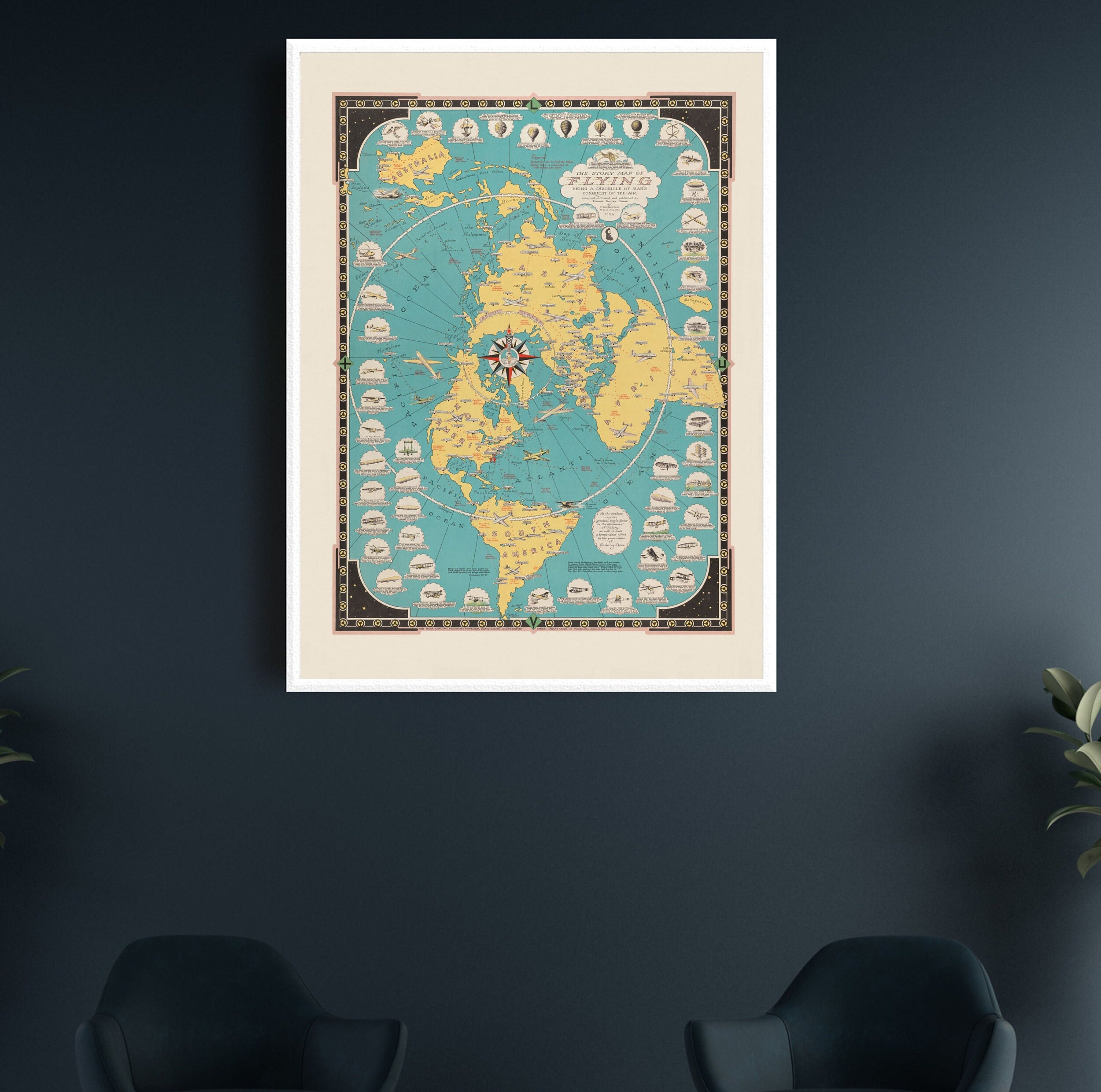The Story of Flying, Digital Download, Flat Earth Map, Ernest