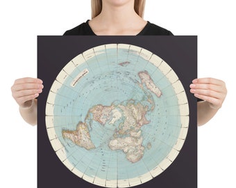 Henze's Erd-Globus Flat Earth Map Poster, Flat Earth Poster, Azimuthal Map Poster, Gleason Like Poster, Flat Earth Wall Art