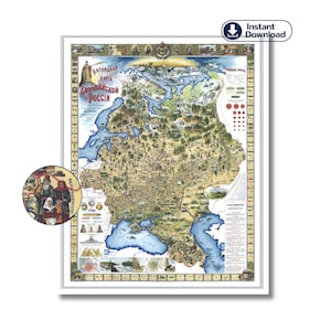 Map Of Tartaria, Digital Download, Tartaria Empire, Tartarian Map, Muscovite Tartary Map, Pictorial Map, Tartarian Architecture