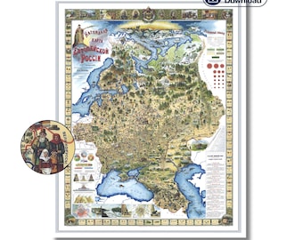 Map Of Tartaria, Digital Download, Tartaria Empire, Tartarian Map, Muscovite Tartary Map, Pictorial Map, Tartarian Architecture