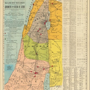 Palästina Schüler Landkarte, digitaler Download, Schulkarte, Jerusalem, Bethlehem, Altes Testament, Neues Testament, Landkarte, Jesus, alte Biblische Landkarte