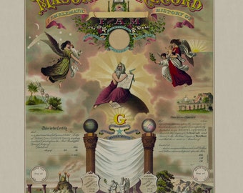 Masonic Record Certificates: A Glimpse into Master Masons' Journeys, Digital Download, Masonic Document, Freemason, Lithography, Masonry