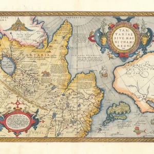 Tartaarse kaart, digitale download, Tartarije, platte aarde, historisch, moddervloedtheorie, 17e-eeuwse kaart, 1578, Mercator's Atlas, Sir Andrew Hume