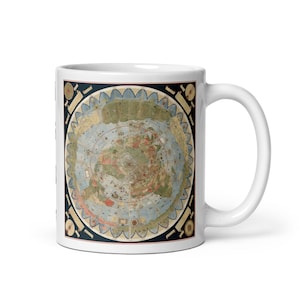Cartografiemok renaissance, mok platte aardekaart, mok, koffiekopje, mok Urbano Monte, wereld, Milaan 1587