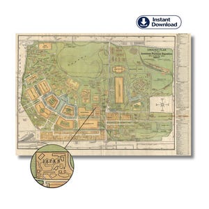 1904 St Louis World Fair Map – Louisiana Purchase Exposition Ground Plan – Vintage Fairgrounds Map – Digital Download