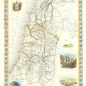 Antike Palästina Digitale Karte, Palästina, religiöse Karte, Download, Nazareth, syrische Schaf, John Tallis, Große Ausstellung von 1851, Hi-Res