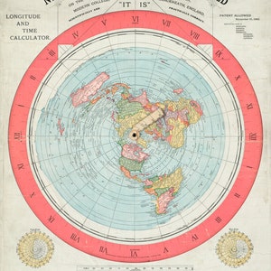 Alexander Gleason's Vintage 1892 Karte skalierte, digitaler Download, Gleason's Map Vintage Texture, flache Erdkarte, Azimuthal Karte zum ausdrucken