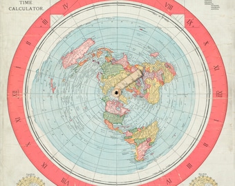 Carte vintage de 1892 d'Alexander Gleason, mise à l'échelle, téléchargement numérique, texture vintage de carte de Gleason, carte de la terre plate, carte azimutale imprimable