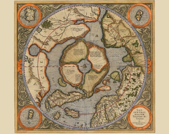 Carte Rupes Nigra, téléchargement numérique, carte du pôle Nord, Black Rock, aimant noir, histoire cachée, montagne au pôle Nord, haute définition