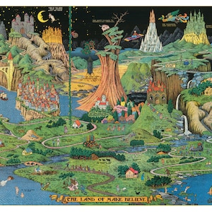 Land Of Make Believe Remastered, mapa digital, calidad mejorada, arte mural para niños, impresión digital, póster de cuento de hadas para niños