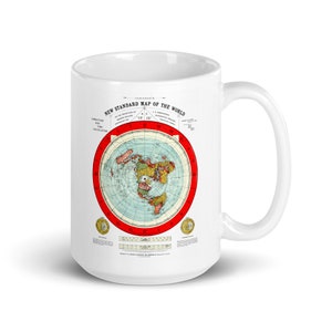 Gleason Flat Earth-koffiekop, Flat Earth Map-mok, Zetetic-mok, unieke, controversiële koffiemok