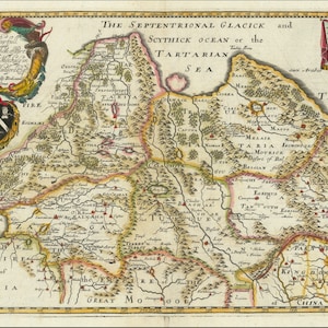 Eerste kleurenkaart van tartaria, digitale download, tartarije, Engelse cartografie, platte aarde, historische betekenis, Thomas Burnford, moddervloed, Engelse cartografie