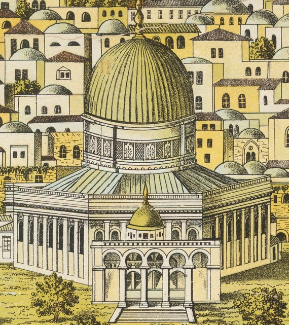 聖なるエルサレムの鳥瞰図、デジタルダウンロード、エルサレムの地図