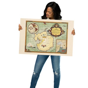 Póster de alta calidad de la expedición antártica de Byrd, arte mural del almirante Byrd, póster de la Tierra plana, más tierra más allá de la Antártida, impresión