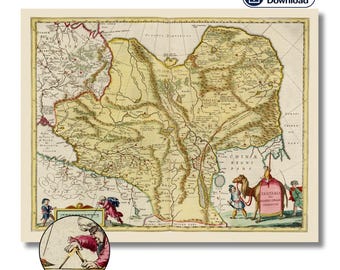 Tartary Map 1665 Joan Blaeu, Tartaria Map Poster, Lost History Map, Antique World Map, Conspiracy Wall Art Download