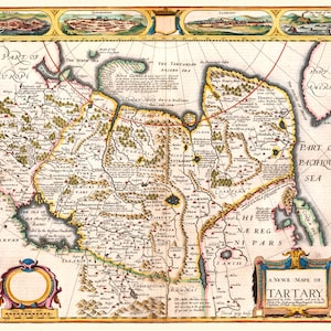 タタールの高解像度地図、デジタルダウンロード、タタールの地図、タタール人のイラスト、高品質の古いタタールの地図