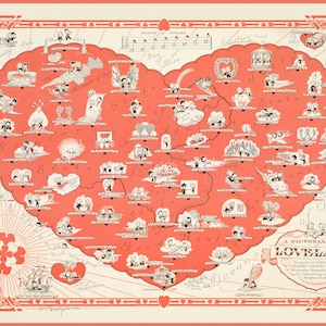 Loveland Karte von Ernest Dudley Chase, digitaler Download, Liebesgeschenk für Partner, romantisches Geschenk für Kartenliebhaber, Liebhaber Karte Download