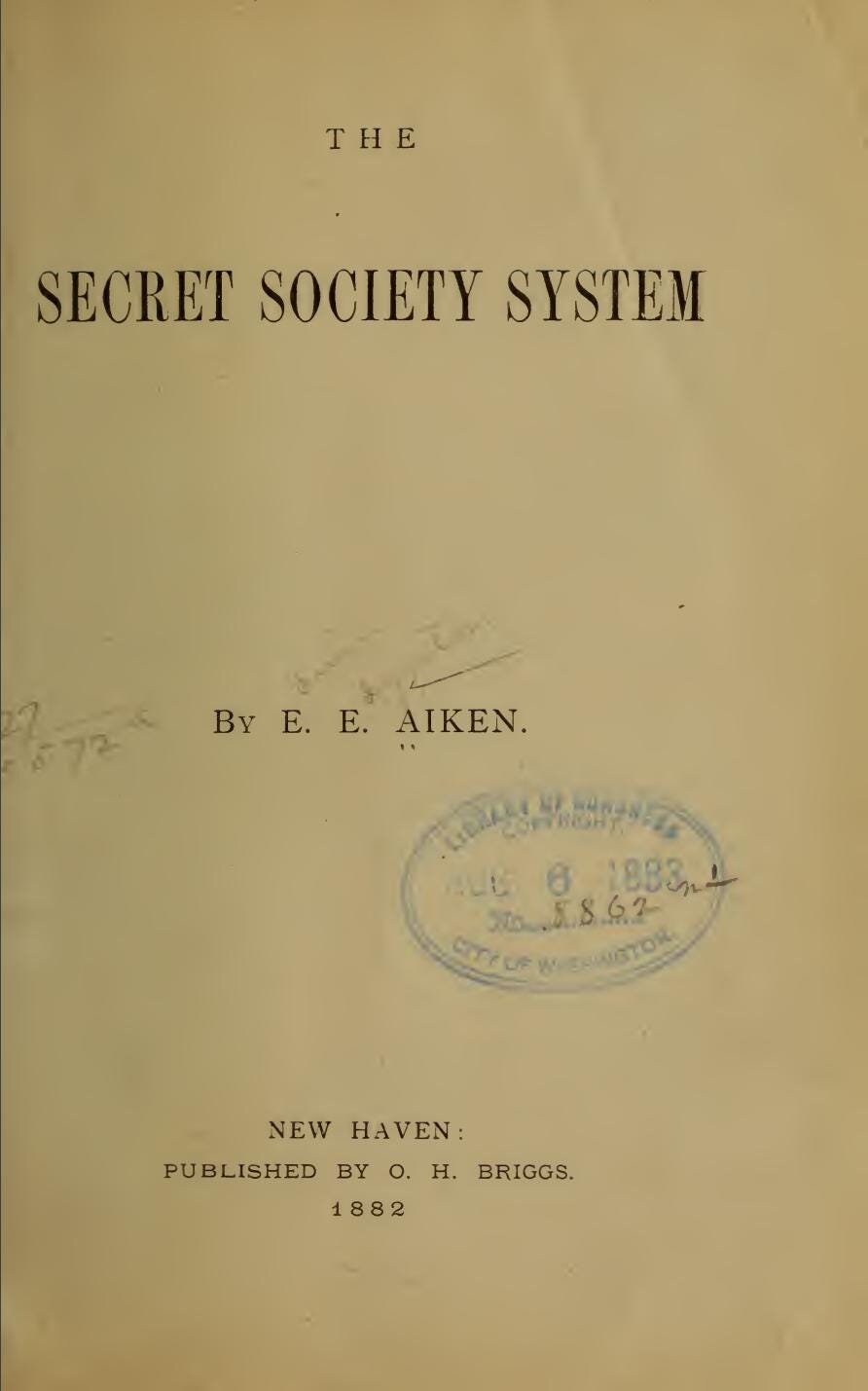 Secret Society System 1882, Secret Societies Book, Hidden Power
