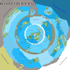 Le monde au-delà du mur de glace, téléchargement numérique, une carte précise de la terre plate du territoire supplémentaire plus de carte des terres