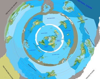 Le monde au-delà du mur de glace, téléchargement numérique, une carte précise de la terre plate du territoire supplémentaire plus de carte des terres