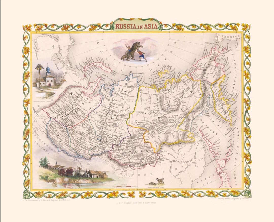 Russia in Asia Map, Digital Download, Independent Tartary Map, Chinese ...