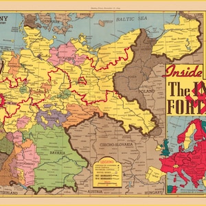 Inside The Inner Fortress; World War 2 Map Showing Occupied Areas, WW2 Collectibles, Digital Download, December 17, 1944 WW2 History Map