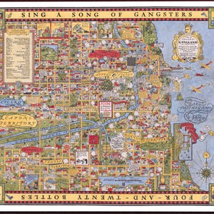 Chicago Gangland Karte 1931 | Vintage Krimi Karte von Arthur Erickson | Prohibition Ära Digitaler Download | Gangster Karte