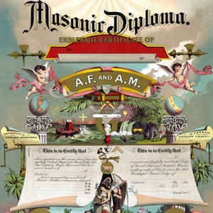 Diploma Masónico En Blanco, Descarga Digital, Y Dios Dijo Hágase la Luz Y Hubo Luz Texto, Orden De Antiguos Masones Libres/Aceptados