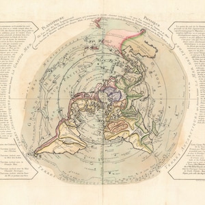 Kaart van Fra Mauro opgeschaald, digitale download, platte aardekaart, 1460, aardevlak, oude kaart, stationaire aardekaart, kaart van hoge kwaliteit