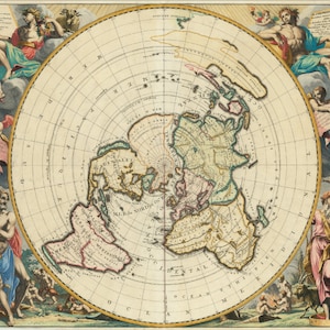 Planisphere Terrestre Suivant les nouvelle, Digitaler Download, Flache Erde, Karte, Roy Tres, Chrétien von Mr. Cassini, hohe Auflösung, Bibel