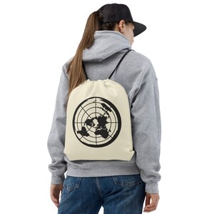 Flat Earth Drawstring Bag, Light Colored Flat Earth Bag, Controversial Drawstring Bag, Flat Earth Logo Bag, Flat Earth Template